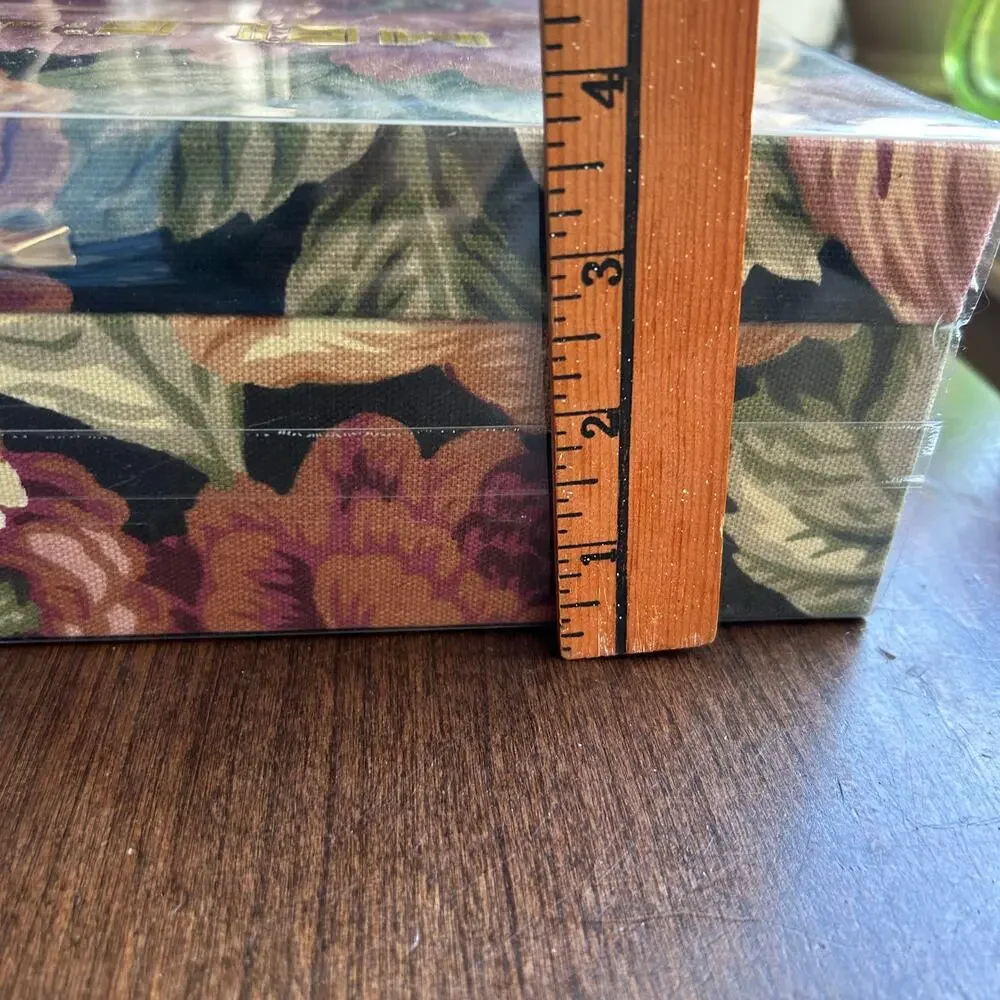 New! Mele Vintage Jewelry Box Pink Floral Fabric covered